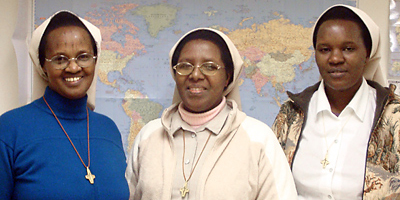 St. Mary of Namur Sisters Claire Marie Mukambayire, Dancille Mukamusoni and Marie Odette Mukankiko are visiting Buffalo, N.Y., from Rwanda for three months for Project English, an immersion course to learn the language, sponsored by the American members of their order. Rwandans are struggling to learn English quickly after the country’s official language changed in 2008.