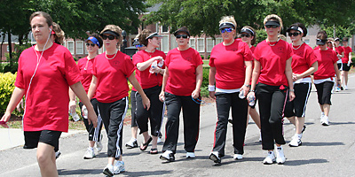 The ladies of St. Edward Church in North Augusta wore red shirts and walked to raise money for a new family life center for the parish. (Miscellany/Christina Lee Knauss)