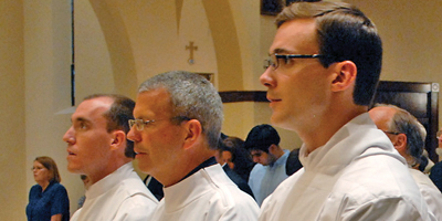 Matthew Gray, William Hearne and David Nerbun were ordained as transitional deacons July 6 at St. Joseph Church in Columbia. (Miscellany/Dan Rogers)